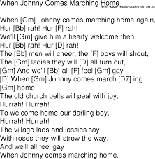 Old Time Song Lyrics With Chords For When Johnny Comes Marching Home Gm Funny Old Songs Songs Home Lyrics