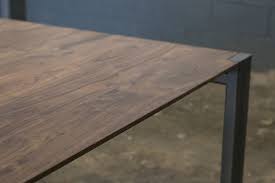 Mez Works Furniture Lake Tahoe And Sf Bay Area Hudson Walnut Dining Table Beveled Edge Profile Steel Frame Dining Table Walnut Dining Table Wood And Metal Table