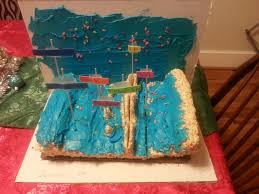 Edible Ocean Floor Project Brownies Rice Kryspie Treat Blue Frosting Stem Boxes Blue Frosting Crafts