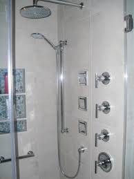 Kohler Shower With Three In Wall Adjustable Body Sprays Similar To Ours With Slide Bar And Rain Fall Shower Head Bu With Images Shower Systems Shower Heads Kohler Shower