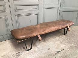 Banc Vintage En Bois Avec Coussin En Cuir Pamono 1200 Eiuros Pour Le Rdc Coussins En Cuir Banc Bois Mobilier De Salon