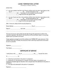 Free 30 Days Lease Termination Letters Notice To Quit By State