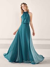 Pronovias 2020 Abiye Elbise Modelleri Yesil Uzun Sifon Halter Yaka Klos Etekli The Dress Aksamustu Giysileri Elbise Modelleri