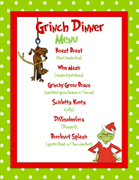 Grinch Dinner Menu Sample Made In Microsoft Publisher Grinch Christmas Party Christmas Movie Night Ward Christmas Party