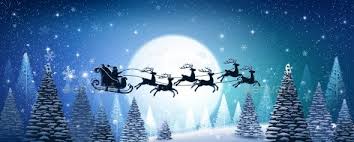 Christmas Card With Reindeer And Santa Claus On Background Of Magic Moon Vector Illustration Christmas Background Christmas Design Santa Claus