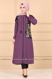 Modaselvim Kap Fermuarli Kapsonlu Kap 6022mm216 Mor Basortusu Modasi Moda Stilleri Hijab Chic