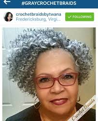 Via Ig Courtesy Of Crochetbraidsbtwana Silver Crochet Braids Protective Style Short Crochet Braids Braids For Long Hair Silver Hair