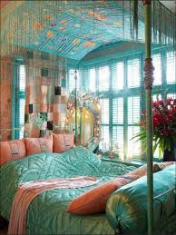 Turquoise And Peach Bohemian Style Bedrooms Bohemian Bedroom Design Bedroom Design