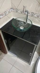 Kit Pia Alclean Em Instalacao De Gabinete De Pia De Banheiro Com Vidro Temperado Pias De Banheiro Banheiro Pequeno Decoracao Do Banheiro