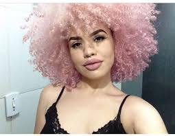 Rhavynie Castro Light Pink Curly Afro Pink Hair Pink Curls Curly Hair Styles