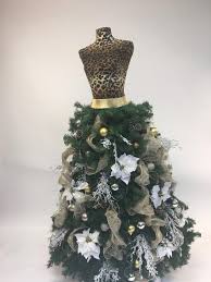 Custom Made Dress Form Christmas Tree Leopard Print With Silver Gold Dress Form Christmas Tree Christmas Tree Dress Dress Form Decor