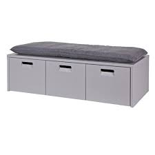 Banc En Pin Gris Coffre De Rangement 3 Tiroirs Arthur Decoclico Banc De Rangement Coffre De Rangement Banc En Bois Avec Rangement