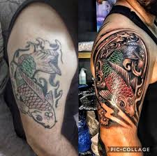 Koi Fish Kapama Restore Omuz Dovme Design Tattoo Tattoo Dovme Koi