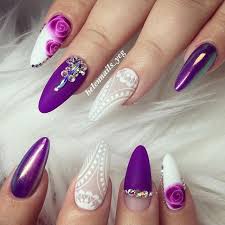 Nail Art Violet Purple Gel Nails Purple Nails White Gel Nails