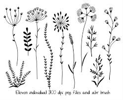 Clipart De Fleurs Sauvages Et De Timbres Clipart Numerique Etsy Digital Clip Art Simple Nature Drawing Flower Clipart Images