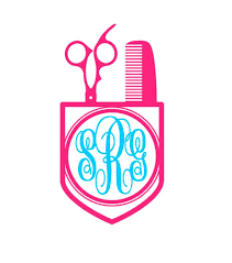 Scissor Pocket Monogram Vinyl Decal Custom Hair Stylist Hair Dresser Car Decal Personalized 3 Letter Monogr Monogram Vinyl Decal Monogram Decal Vinyl Decals