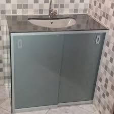 Kit Pia Alclean Em Instalacao De Gabinete De Pia De Banheiro Com Vidro Temperado Pia De Vidro Armarios De Pia De Banheiro Armario Banheiro