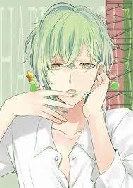 Green Hair Yellow Eyes Anime Boy Hair Anime Green Hair Handsome Anime