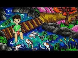 Cara Menggambar Dan Mewarnai Tema Pemandangan Kolam Ikan Koi Youtube Cara Menggambar Kolam Ikan Ikan