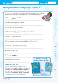 Download Your Free Oxford Junior Illustrated Dictionary Super Challenge Worksheet Find The Underlined Words In The Dictionary And R Dictionary Education Words