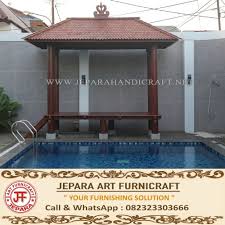 Gazebo Kayu Kelapa Di Samping Kolam Gazebo Kayu Kolam Renang