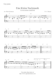 Easy Arrangement Of The Melody Eine Kleine Nachtmusik 1st Movement Simplified By Mozart For Piano Solo Free Piano Music Violin Sheet Music Free Sheet Music