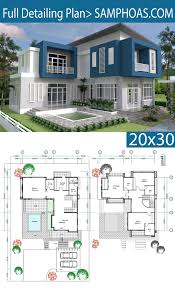3 Bedrooms Modern Home Plan 14x13 5m Samphoas Plansearch Modern House Plans House Plans Modern House Design