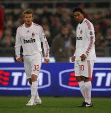 Ac Milan S David Beckham With Ronaldinho During The Serie A Match At David Beckham Ac Milan Beckham