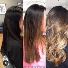 Before Session One Balayage And Session Two Balayage By Jessica At Collage Salon Hair Stages Black To Blonde Hair Curly Hair Styles