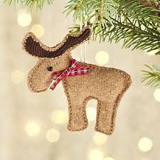 Felt Moose With Red Bow Moose Gift Christmas Ornaments Christmas Animals