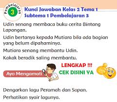 Lengkap Kunci Jawaban Kelas 2 Tema 1 Subtema 1 Pembelajaran 3 Jawaban Tematik Terbaru