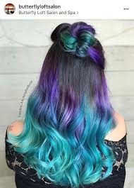 Brown Hair With Purple To Turquoise Ombre Ends Colored Hair Ends Purple Brown Hair Turquoise Hair Ombre