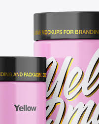 Three Glossy Jars Mockup In Jar Mockups On Yellow Images Object Mockups