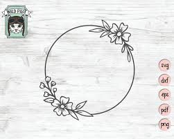 Flower Frame Svg File Monogram Frame Flower Border Svg Etsy Flower Frame Monogram Frame Flower Border