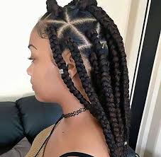 Natural Hairstyles Box Braids Triangle Parts Box Braids Styling Hair Styles Box Braids Hairstyles