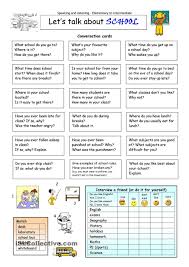 Let S Talk About School Conversation Cards Learn English Education English
