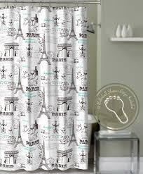 Crest Home Bonjour Paris Eiffel Tower Shower Curtain Teal With Roller Ball Hooks Discontinued No Longer Available Paris Bathroom Decor Paris Bathroom Paris Theme Bathroom