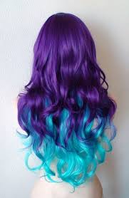 Deep Purple Teal Blue Ombre Wig Curly Hair Purple Blue In 2020 Curly Hair Styles Long Hair Styles Long Curly Hair