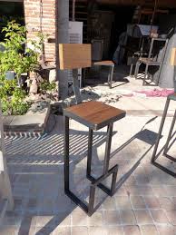 Chaise Haute Industrielle Sur Mesure Bois Metal Fabconcept Mobilier De Bar Meuble Fer Et Bois Et Mobilier De Salon