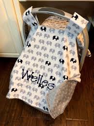 Personalized Baby Carseat Canopy Monogram Car Seat Cover Carseat Blanket Baby Boy Canopy Monogrammed Gray Elephant Navy Car Seats Baby Car Seats Car Seat Blanket