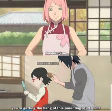 Sakura Sarada And Sasuke Uchiha Cute Family Moment Art Naruto Shippuden Anime Sasuke Sakura Sarada Sakura And Sasuke