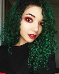 Cedar Colored Curls Dark Green Hair Curly Hair Styles Green Hair Dye