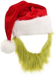 Amazon Com Elope Grinch Plush Hat With Beard Green One Size Clothing Halloween Costume Accessories Beard Hat Christmas Costumes