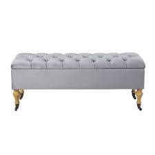 Banquette Coffre 2 Places En Velours Gris Banquette Meuble Couloir