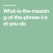 What Is The Meaning Of The Phrase I Bet You Do Meant To Be Phrase Idioms