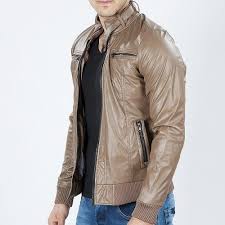 Cepleri Fermuarli Bel Ve Kol Lastikli Deri Mont Sutlu Kahve 310 Mont Erkek Mont David Beckham