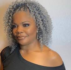 Monique Embracing Her Gray In 2020 Gray Hair Beauty Curly Crochet Hair Styles Natural Gray Hair