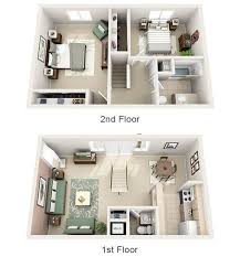 2br Townhome 3d Floor Plan Layout De Apartamento Projetos De Casas Pequenas Plantas De Casas