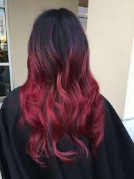Balayage Dark Roots Fade Into Dark Purple And Then Fade Into Red Dark Ombre Hair Brown Hair Fade Red Ombre Hair