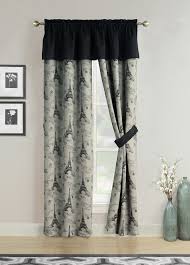 Beatrice C Est La Vie Window Curtains Black Gray Paris Valance Panel Pair Drapes 84 Black Curtains Curtains Paris Home Decor